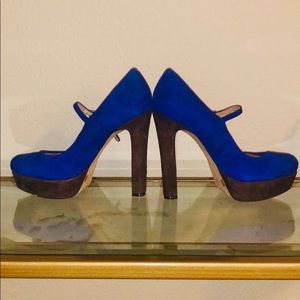 Vince Camino Blue and Brown Mary Jane Heels